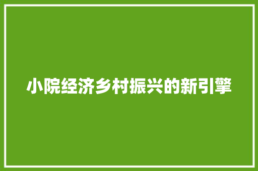 小院经济乡村振兴的新引擎 小院经济乡村振兴的新引擎
