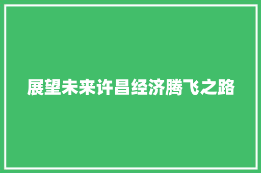 展望未来许昌经济腾飞之路 展望未来许昌经济腾飞之路