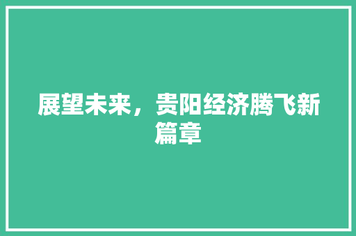 展望未来,贵阳经济腾飞新篇章 展望未来,贵阳经济腾飞新篇章