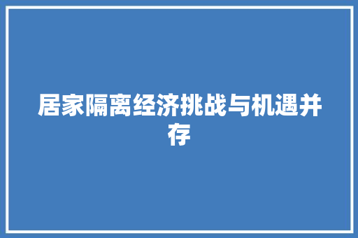 居家隔离经济挑战与机遇并存 居家隔离经济挑战与机遇并存