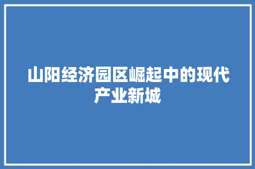 山阳经济园区崛起中的现代产业新城 山阳经济园区崛起中的现代产业新城